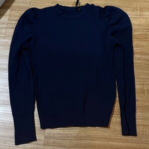 Doe & Rae Blue Ribbed Long Sleeve Top